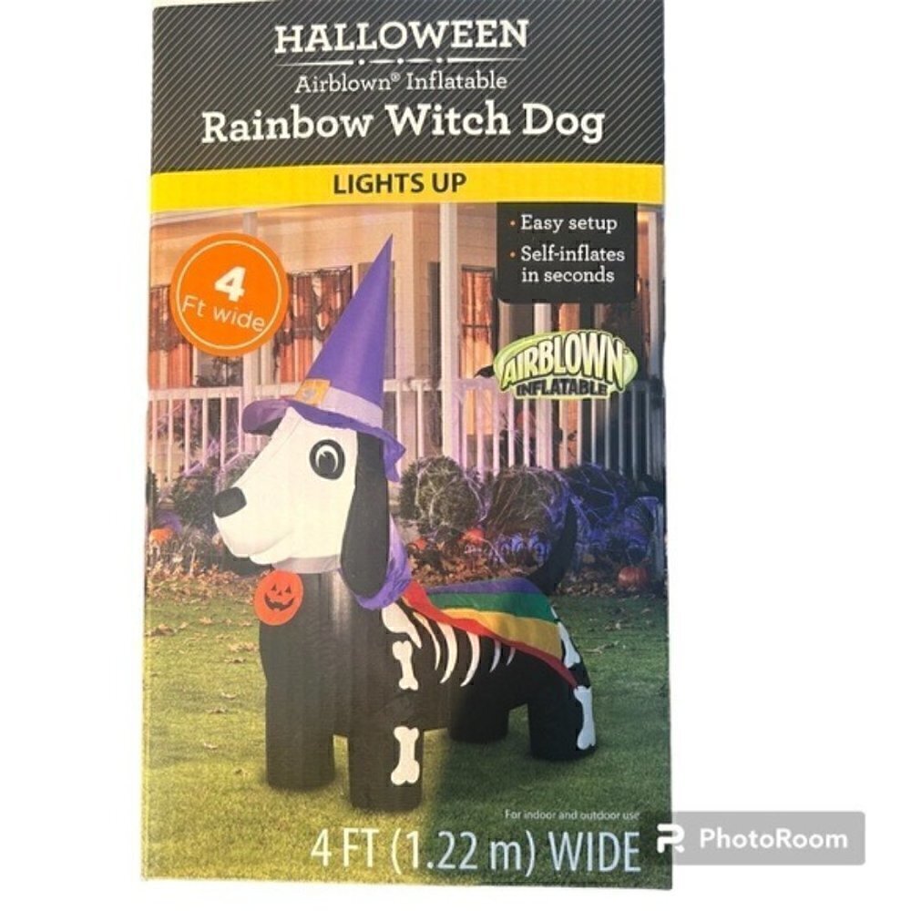 Halloween Rainbow Witch Hot Weiner Dog Inflatable 4 ft NEW LGBT